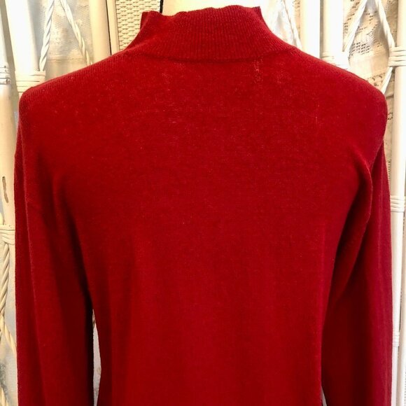 Saturdays NYC Sweater Sean Mock Turtleneck Red Crepe Rib *FLAW* size Medium - Picture 6 of 16